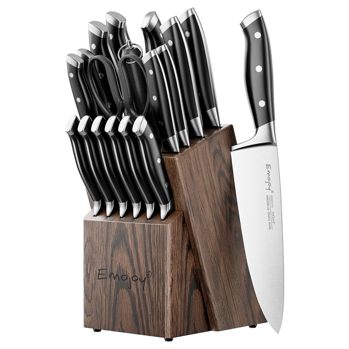 Emojoy 18-Piece Knife Set with Wooden Block