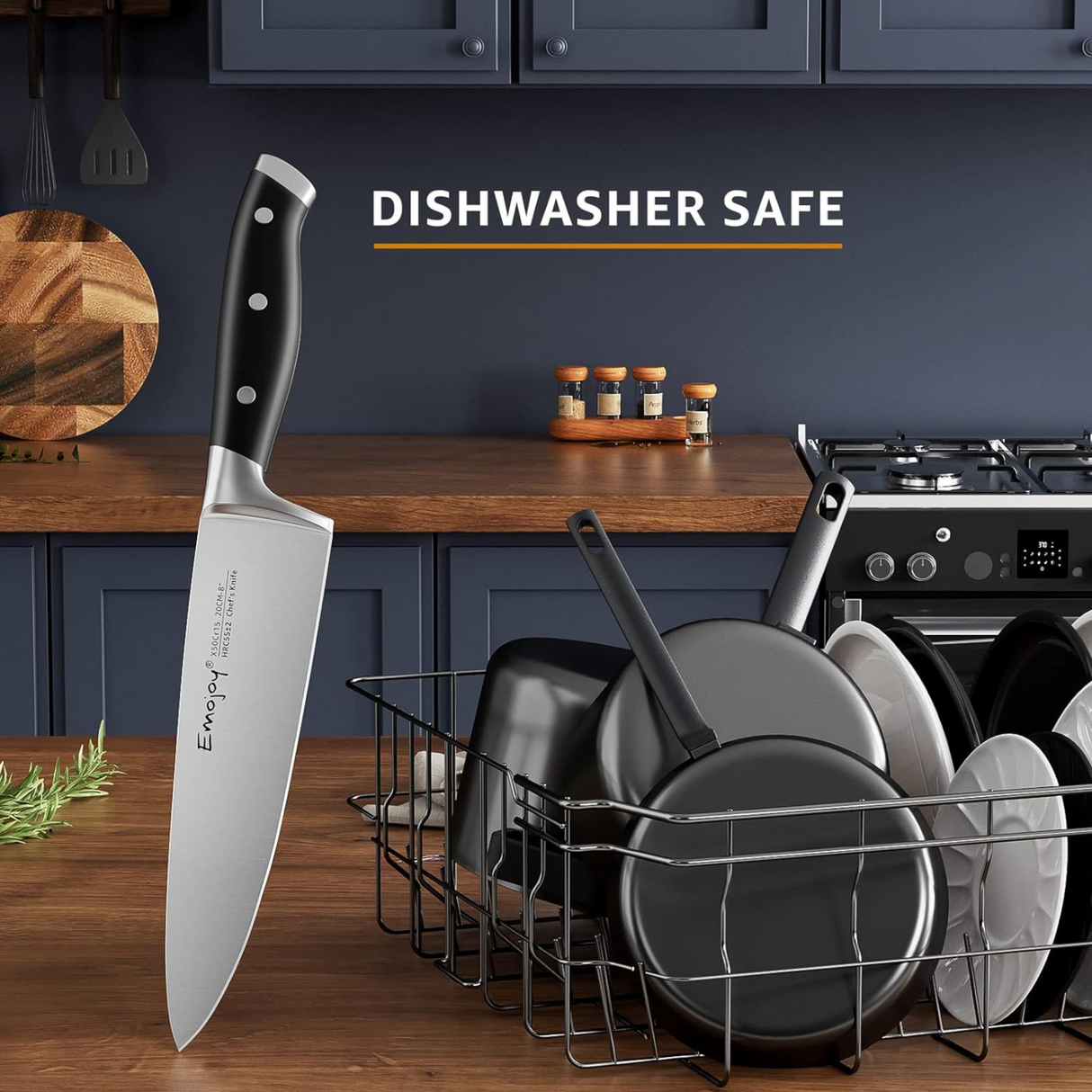 Emojoy 18-Piece Knife Set with Wooden Block