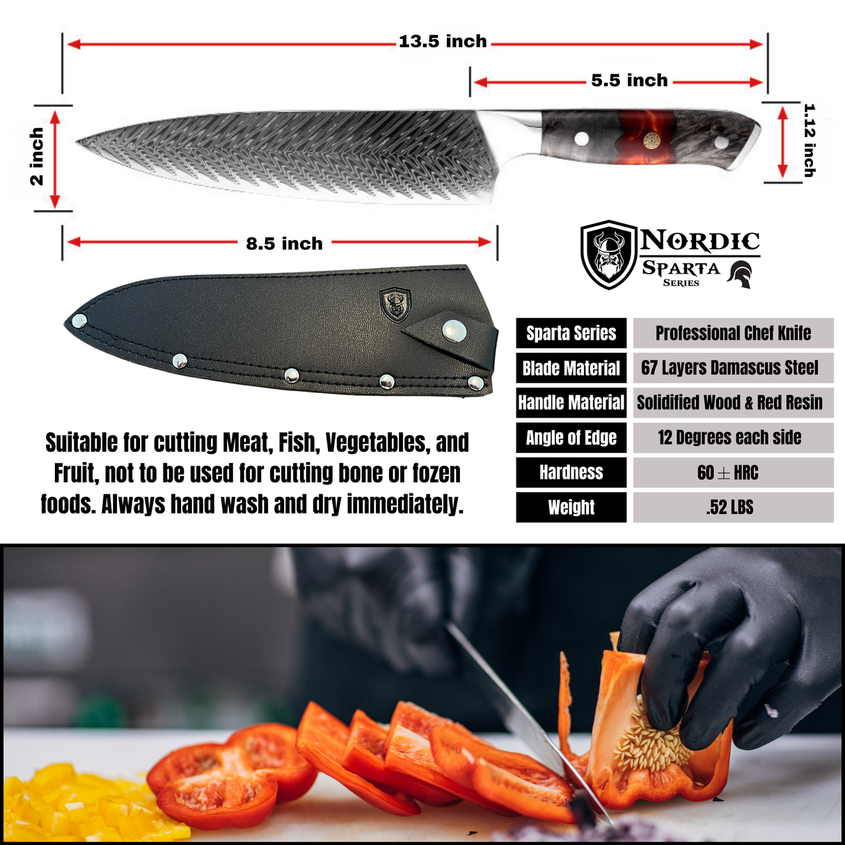 Sparta Series 8 inch Pro Chef Knife